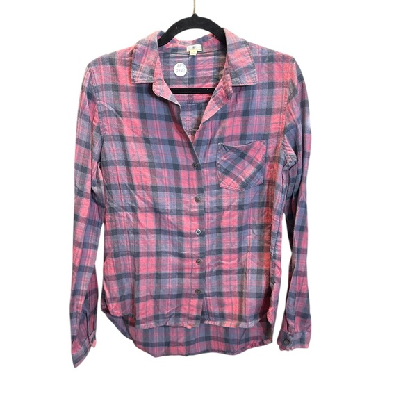 Plaid Button Down Shirt for Women - Pink and Blue - Picture 2 of 8